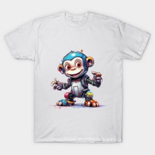 Cartoon monkey robots. T-Shirt, Sticker. T-Shirt